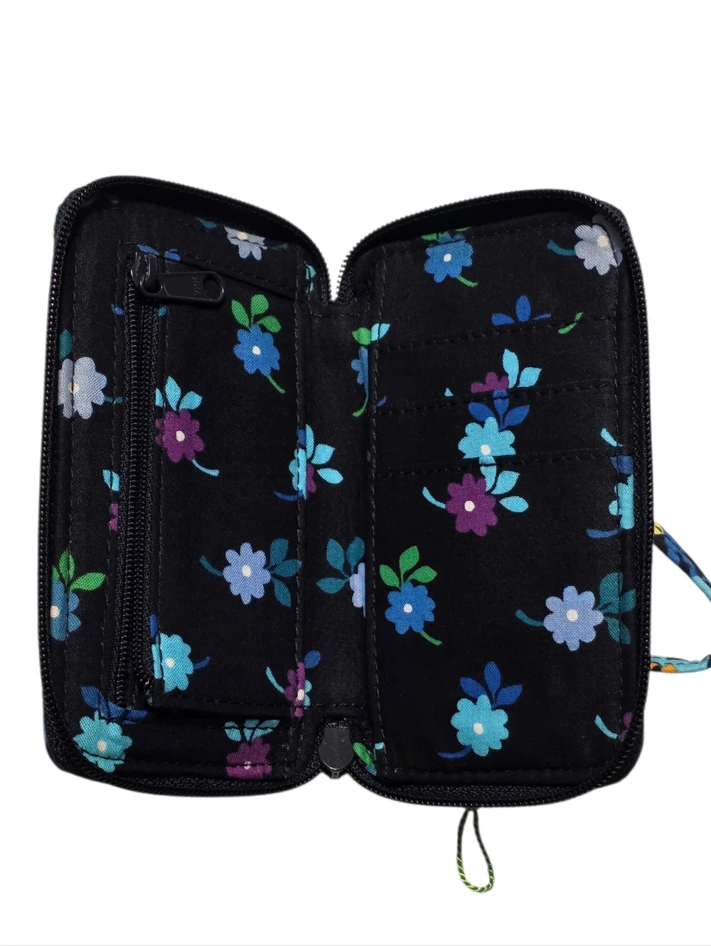 Vera Bradley Midnight Blues Pattern Iconic Zip ID Case Small Wallet Wristlet - Picture 4 of 7
